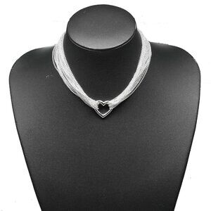 TIFFANY&Co. Open Heart Toggle Necklace Silver925 59g Women